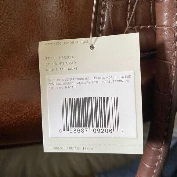 Liz Claiborne Fairbanks Large Brown Tote Bag Women's Spacious Interior - Picture 4 of 9